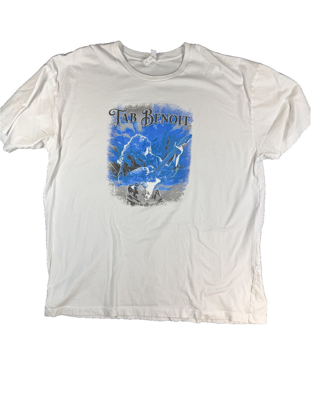 Tab Benoit Blues Guitar Band T Shirt Mens 2X White Graphic Concert Tour Tee VGC